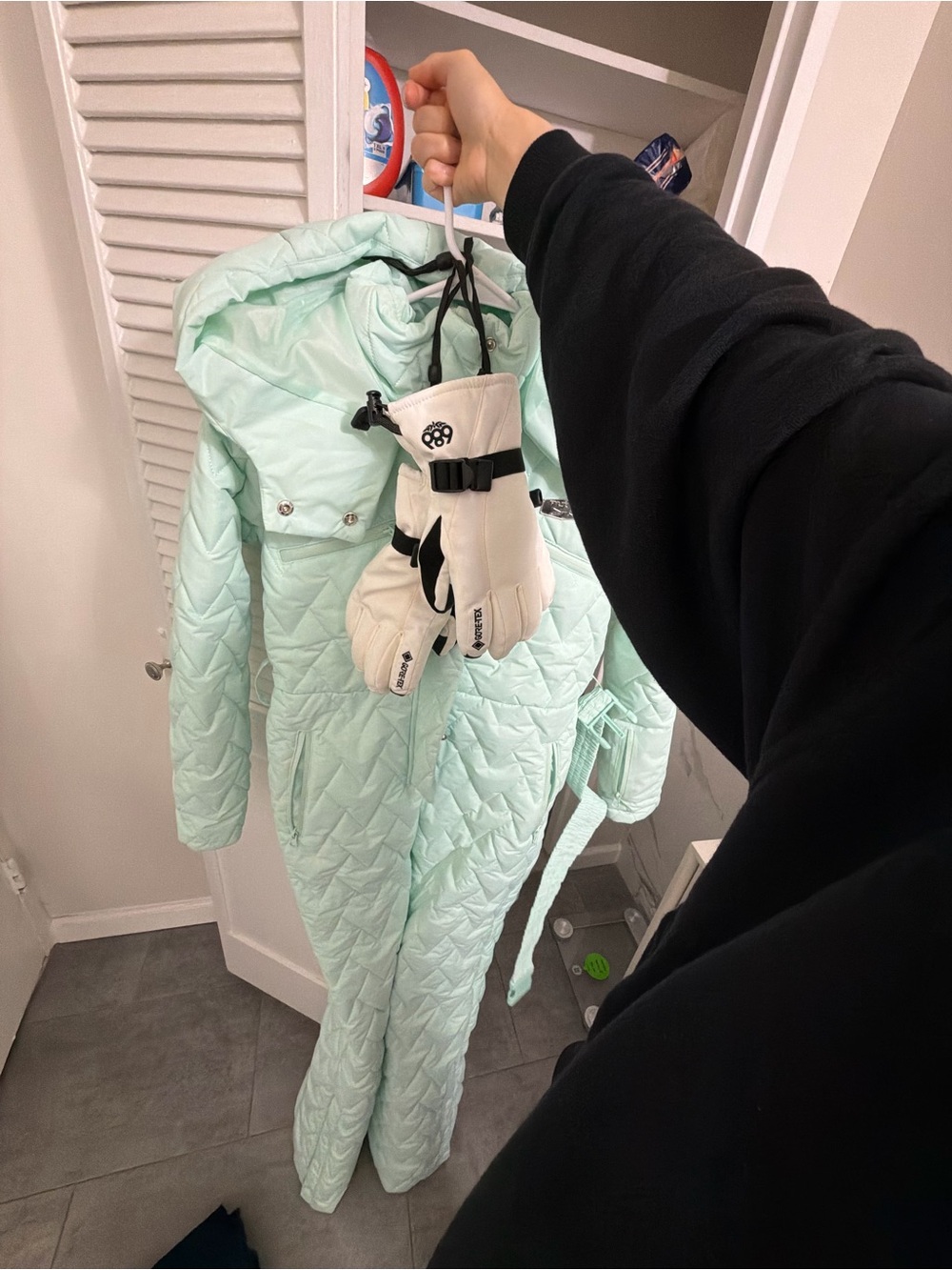 PrettyLittleThing Mint Quilted Hooded Women's Ski Suit